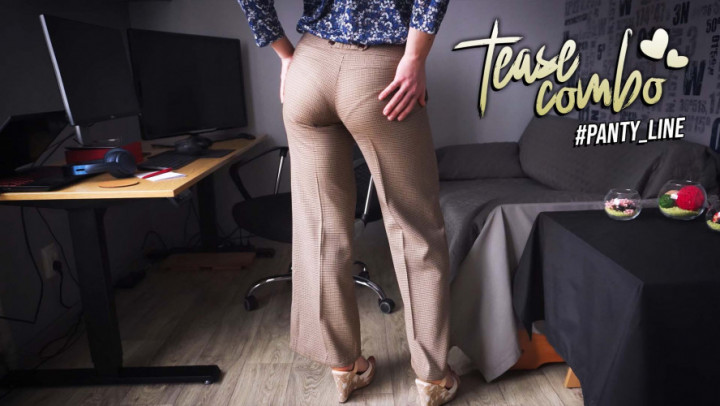 Secretary Teasing Visible Panty Line In Tight Work Trousers