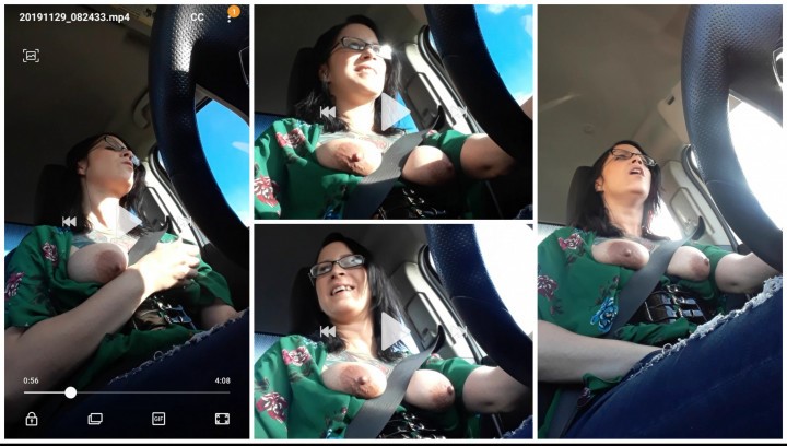 Stevie Layne Public Nudity Car Driving Tit Play Cum