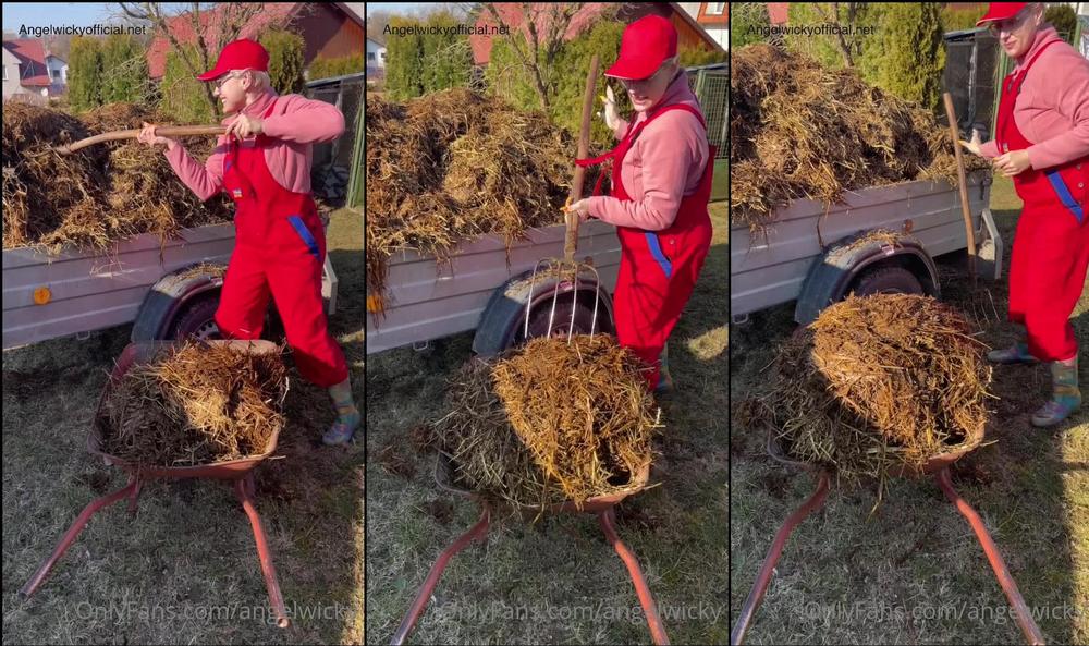 angelwicky 02 03 2022 2380090042 Winter garden sklenÃk. 1 shoveling cow shit. Nakládánà kravských hoven