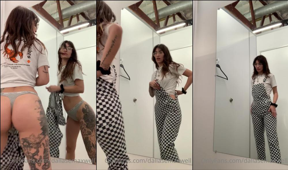 dallasemaxx 02 02 2021 2021569487 trying on these adorable denim overalls in a dressing