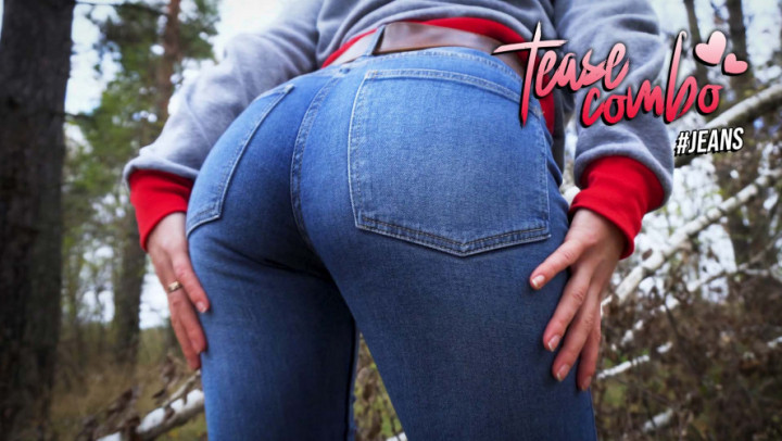 Milf In Tight Blue Jeans Teases Her Big Ass Outdoors