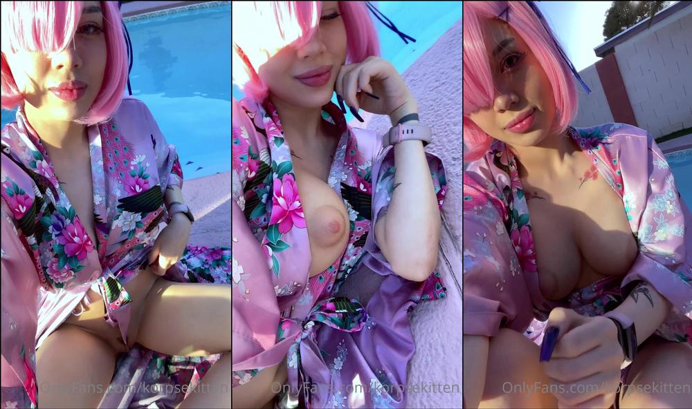 korpsekitten 01 05 2021 2068496130 Enjoying the sunshine on my naked body (I lose how loose this robe is)