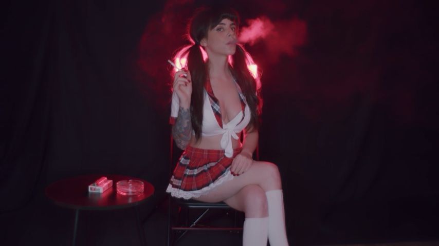 Sexy School Girl Smokes 100s