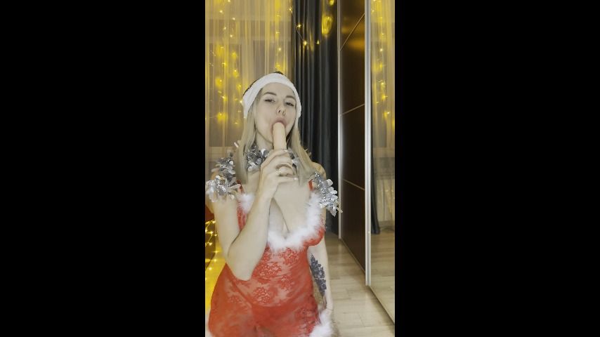 New year dildo sucking