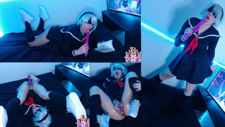 2B School Uniform:Masturbation & Blowjob