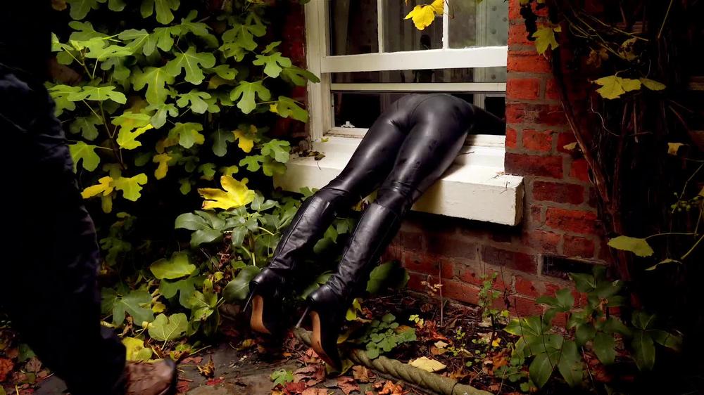 Ariel Anderssen Catsuited Burglar Stuck In Window