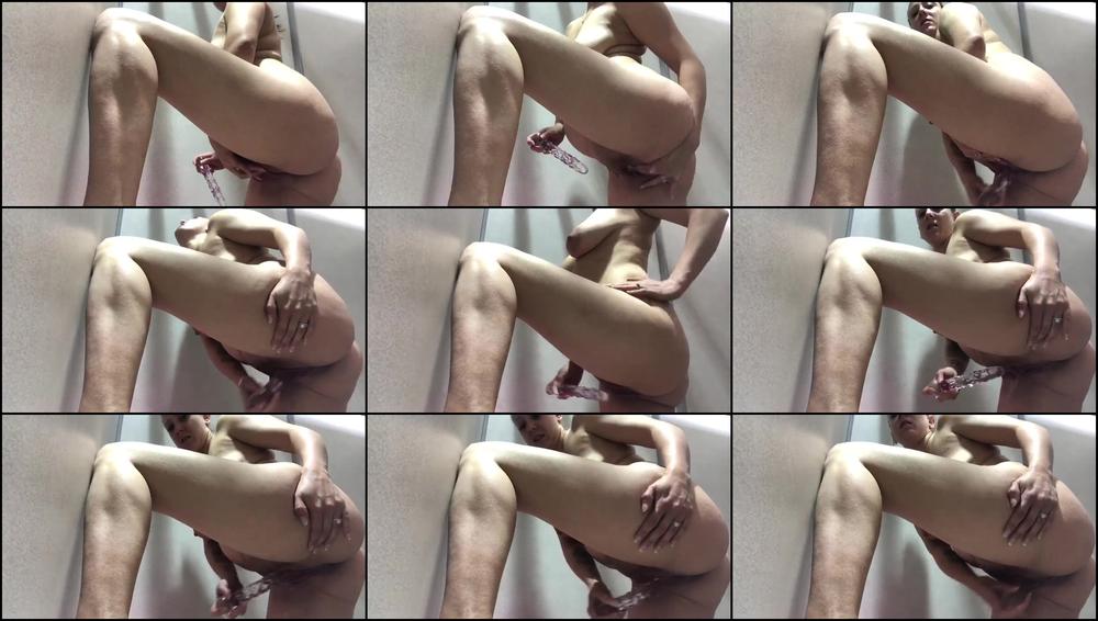 Glass Dildo Squirt in Changing Room
