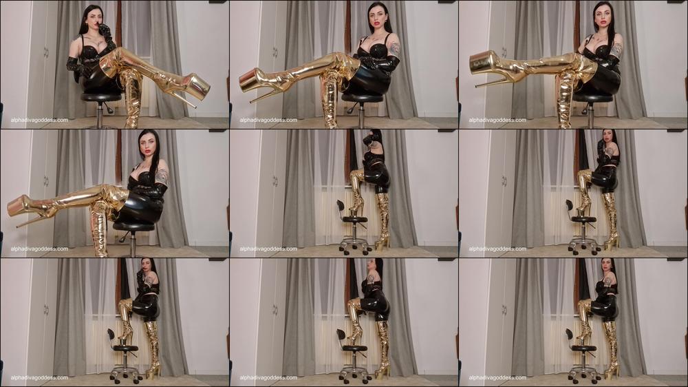 Gold shiny boots and smoking Gooning part 4