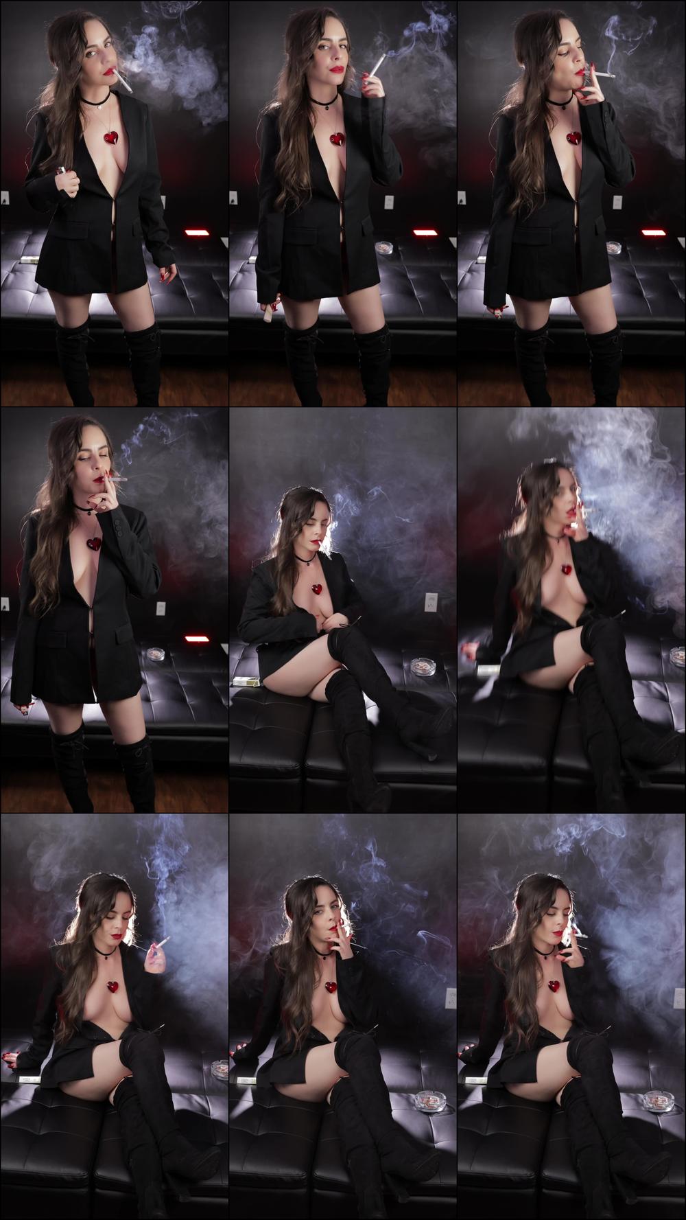 Smoking in Blazer and Boots