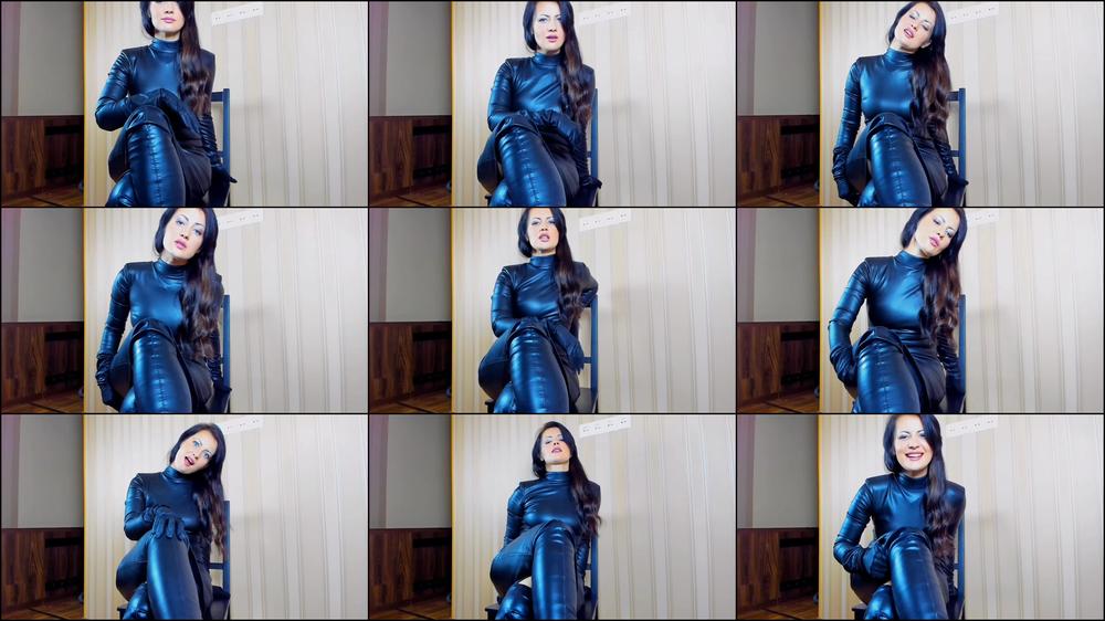 Mistress having fun with ballbusting leather boots