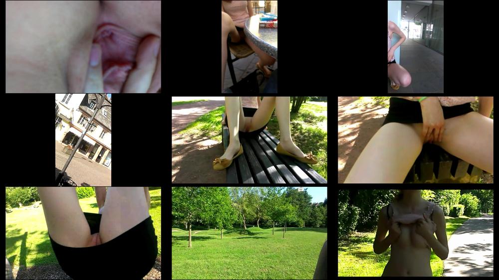 Pee and exhib in Public car city an park