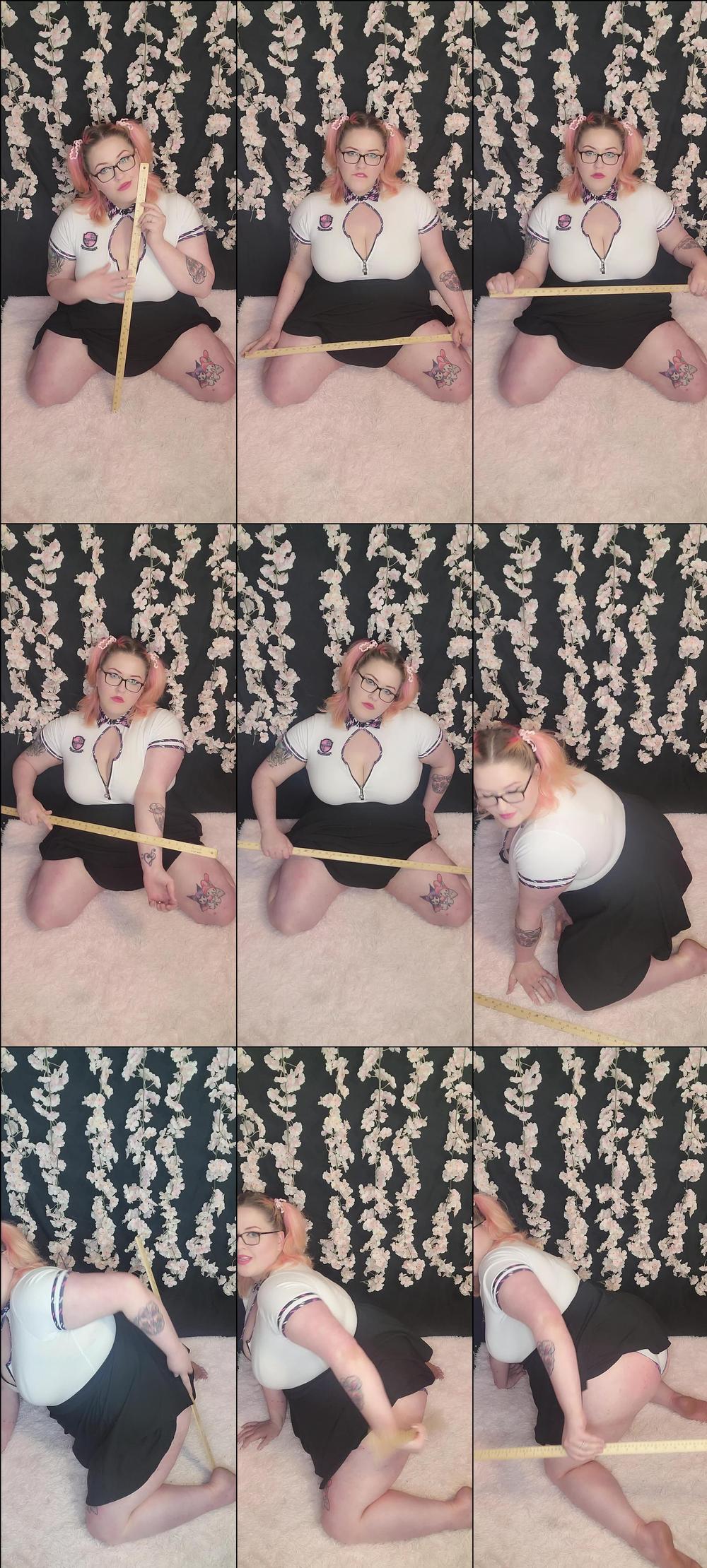 BBW School Girl Self Spanks With Ruler - April 11, 2022