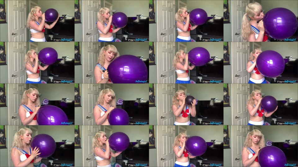 Inflatagirl Blowing My Big Purple Balloon