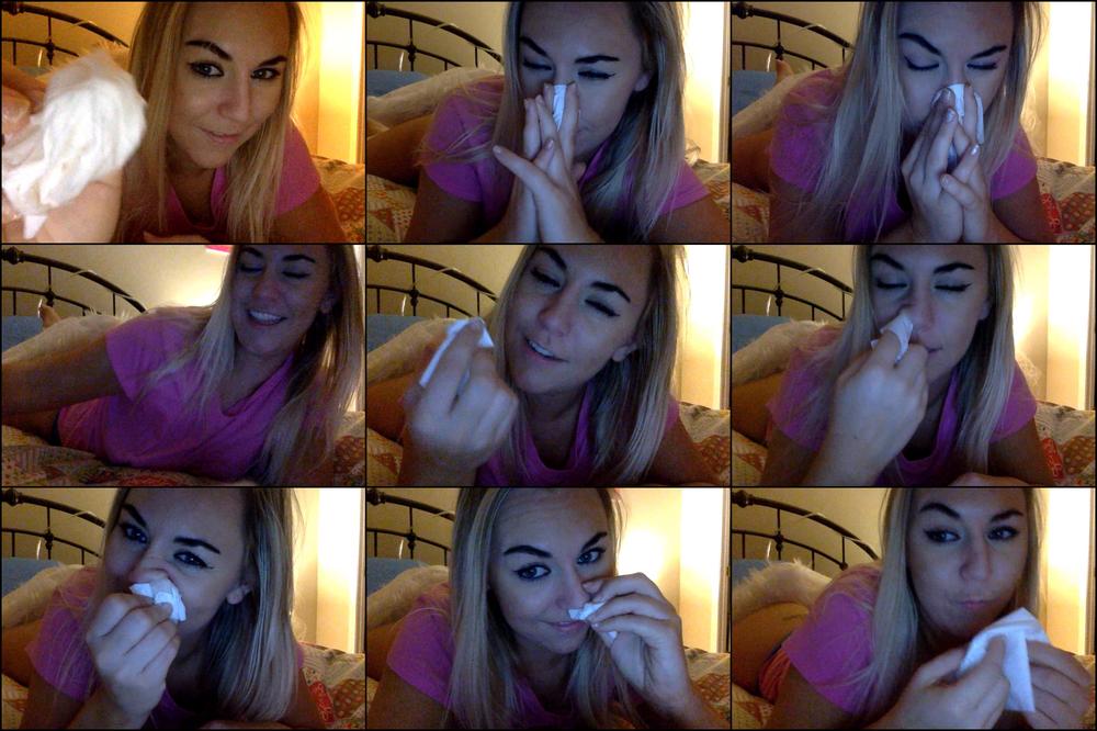 BLOWING MY NOSE in my pantiess **LOUD BLOWS