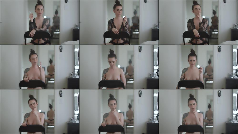 Smoking 100s in Black Thong