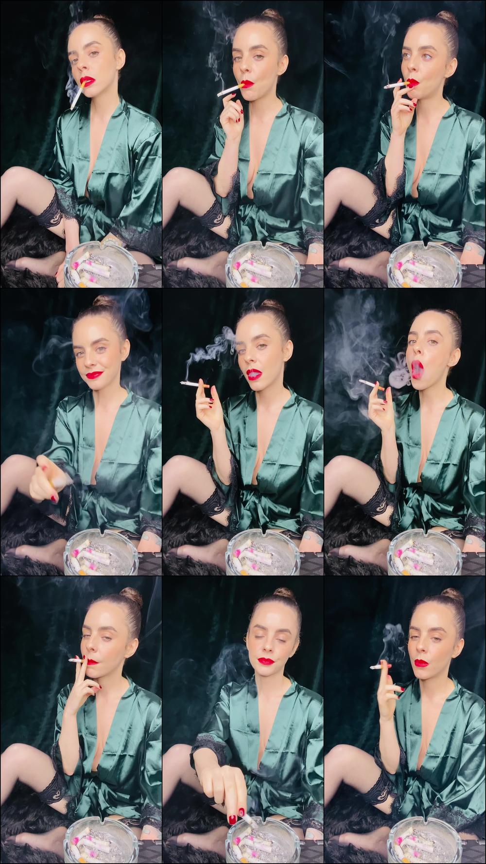 Smoking Corks in Green Silk Robe