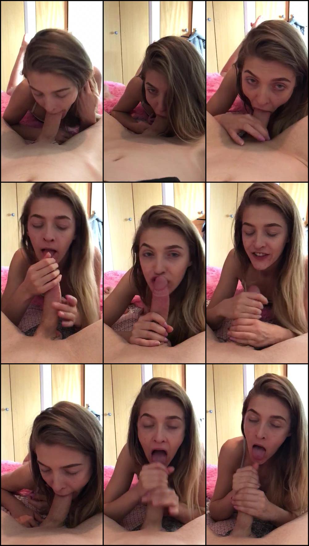 Teen sucks dick in her pjs