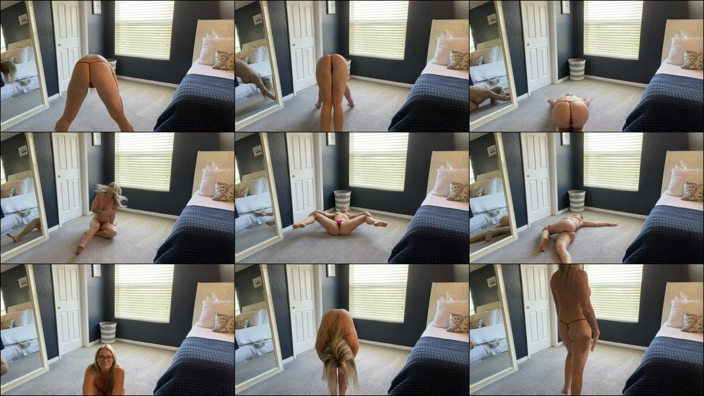 Yoga/Stretching in G-String with Butt Pl