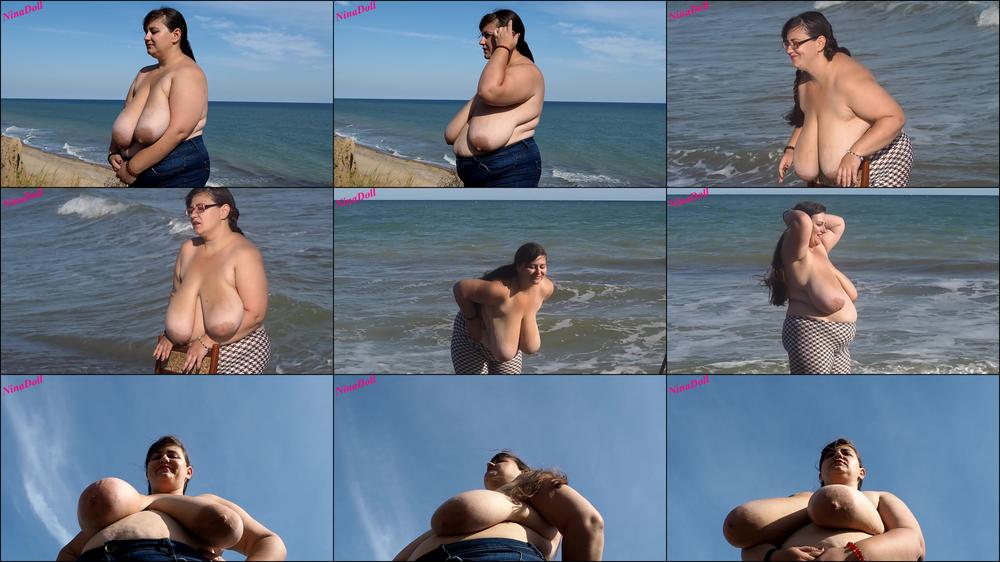 boob playing outdoors shake jiggle jump