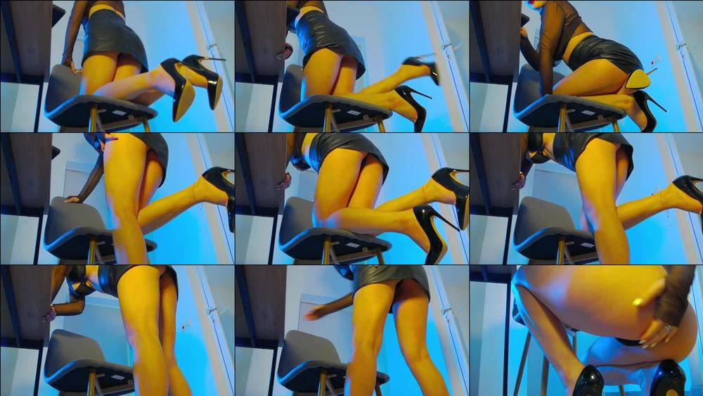 Up skirt tease with leather skirt - February 03, 2024