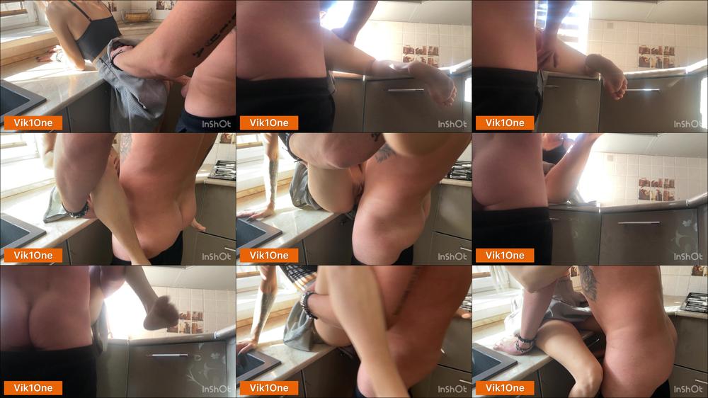 Fucked an excited blonde in the kitchen