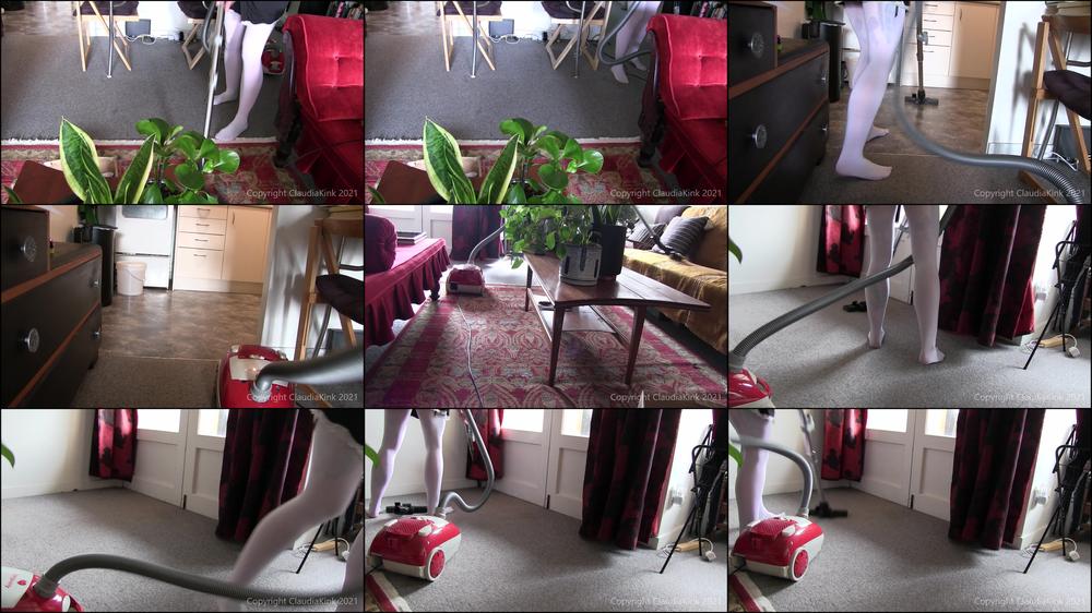 Vacuuming in White Pantihose - May 25, 2021