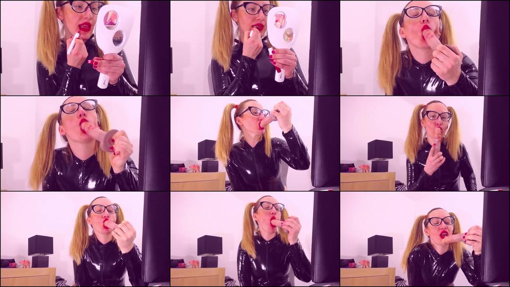 Red lipstick, saliva, wet sucking, spit