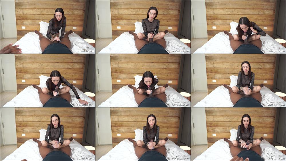 OB FETISH - Slim White Massage Girl Sucks And Salivate On Thick Black Cock (Full Clip)