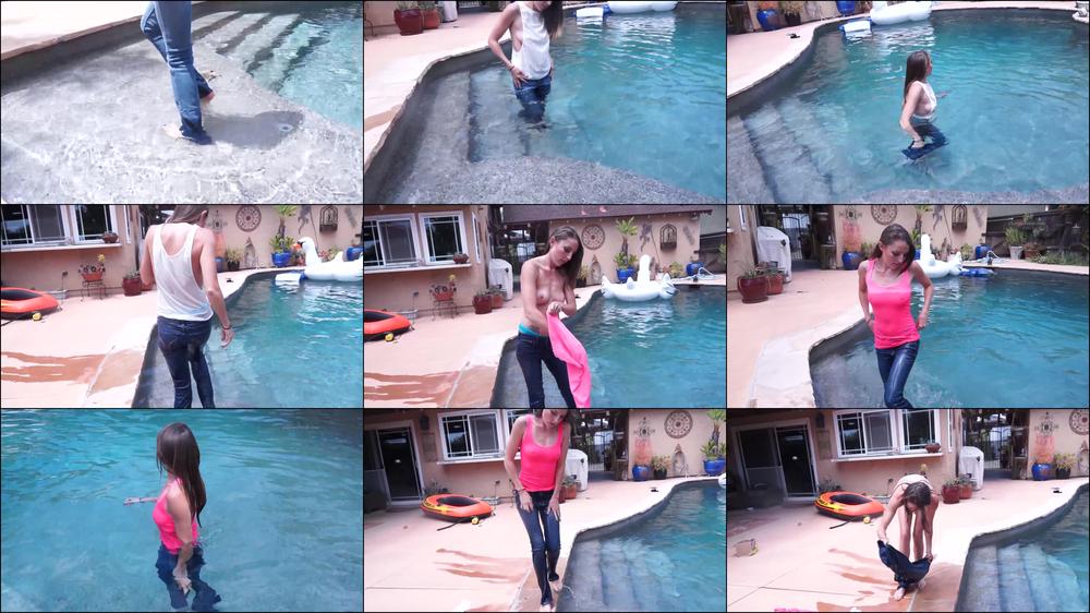 Madison Gets Her Clothes Wet in the Pool