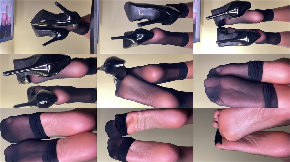 Black High Heel Dangling With Nylons