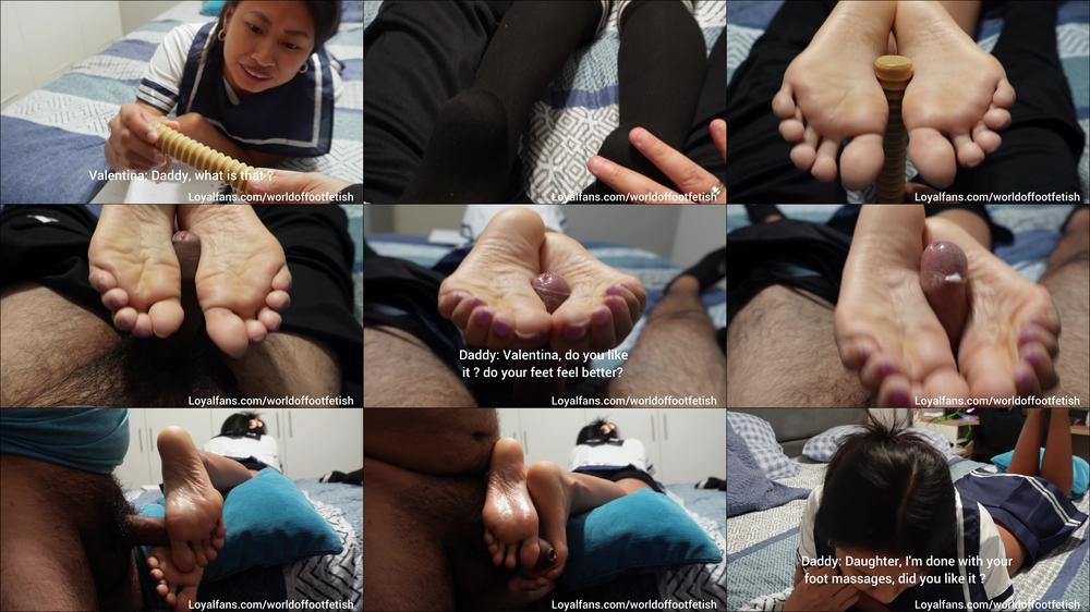 World Of Foot Fetish - Step-Father'S Day - Step Daughter Gives A Perfect Unaware Footjob