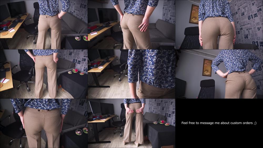 Secretary Teasing Visible Panty Line In Tight Work Trousers