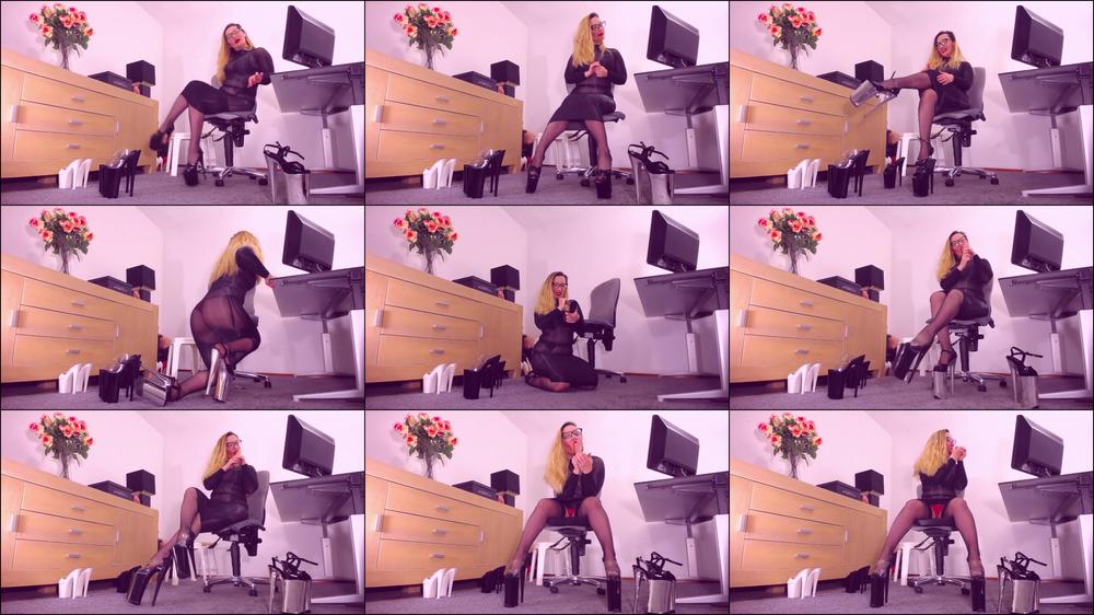 Sexy interview 4 work, heels, stockings, nylon dress seduce