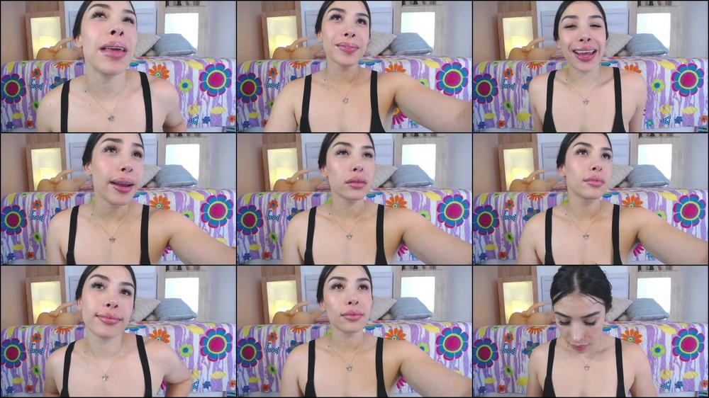 Orgasmic woman bounces breasts while throat fucking herself