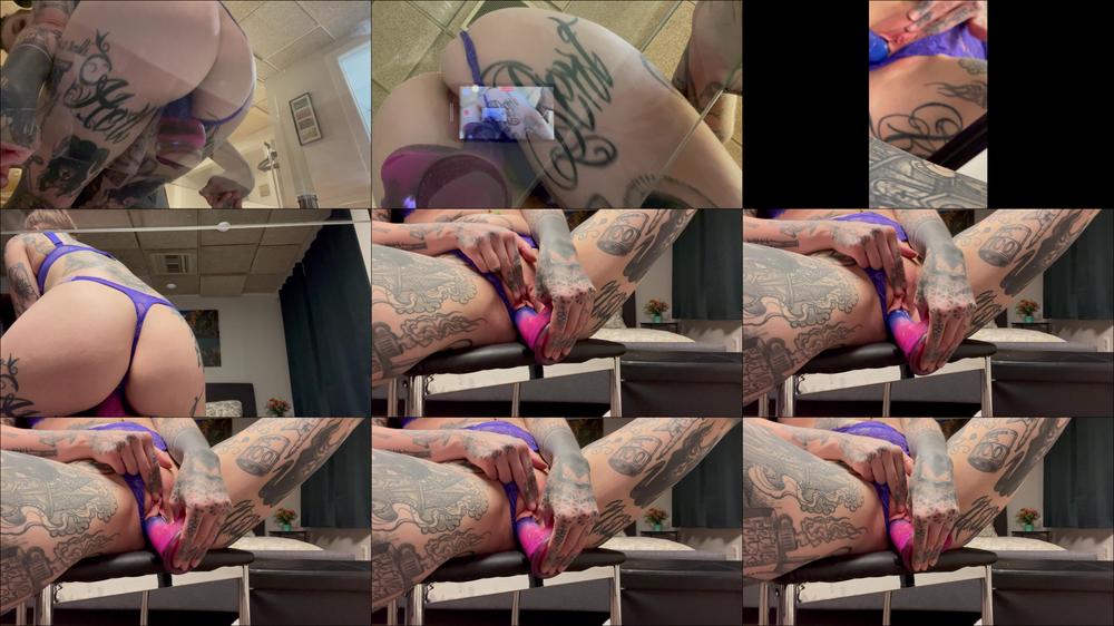 Riding Dildo on Glass Table & Mirror