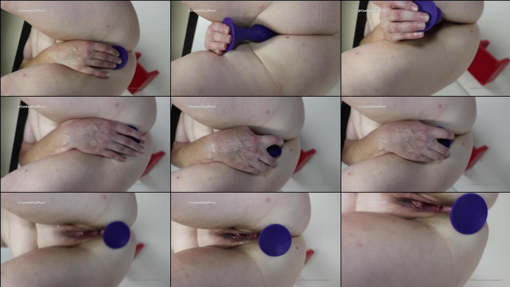 cuckoldcoupleplus1 03 09 2019 57043246 Anal Training Part 1 Stretching my bottom out with a large butt plug. Was quite the squeez