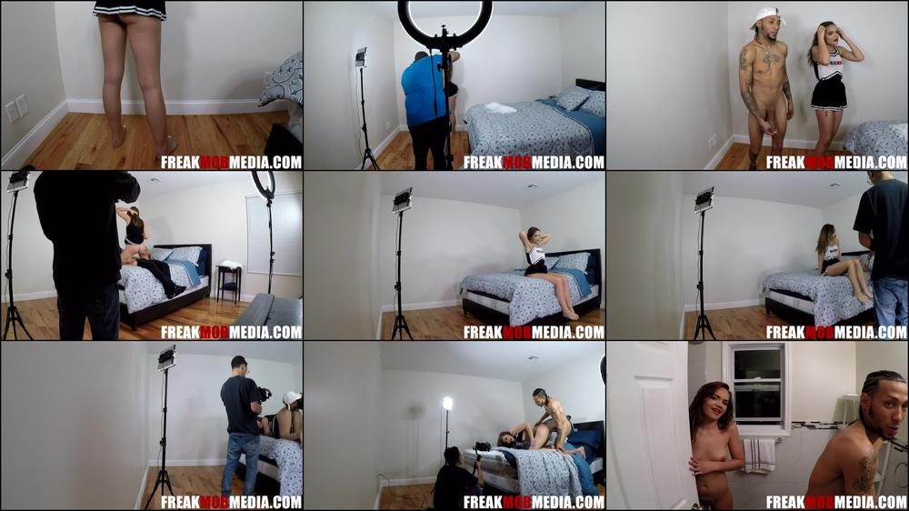 Cheerleader gets stretched by BBC BTS