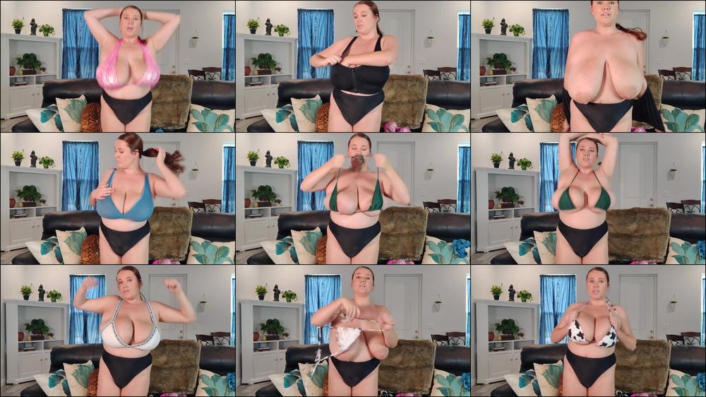 Natural Titted MILF Trys on Bikini Tops and Sports Bras JOI