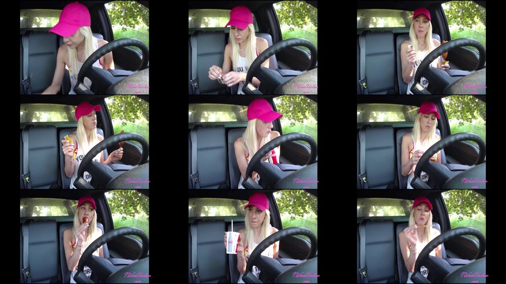 Goddess Harlow Eating in car