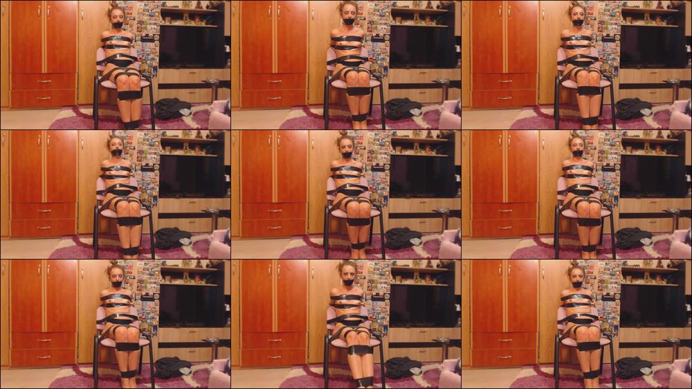 Kinkyporncpl Struggling Tied Up With Tape On Chair