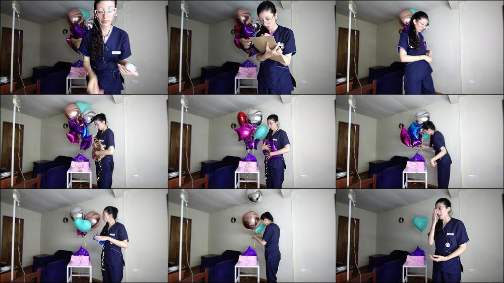 ROLEPLAY NURSE TAKES CARE OF HER PATIENT AND HER BALLOONS