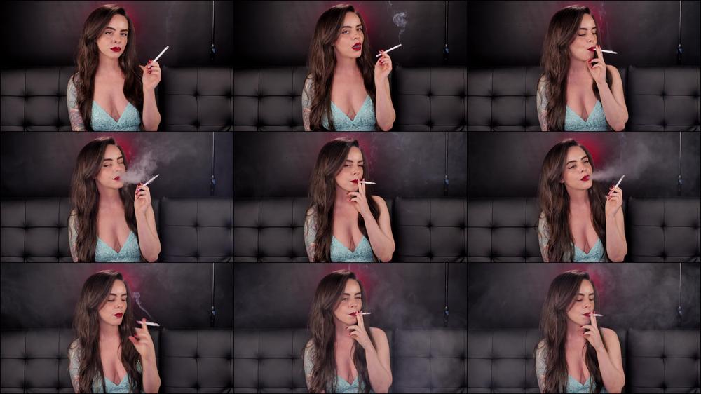Smoking in Blue Bralette