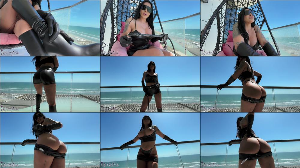 Leather tease and countdown on the balcony - July 28, 2024