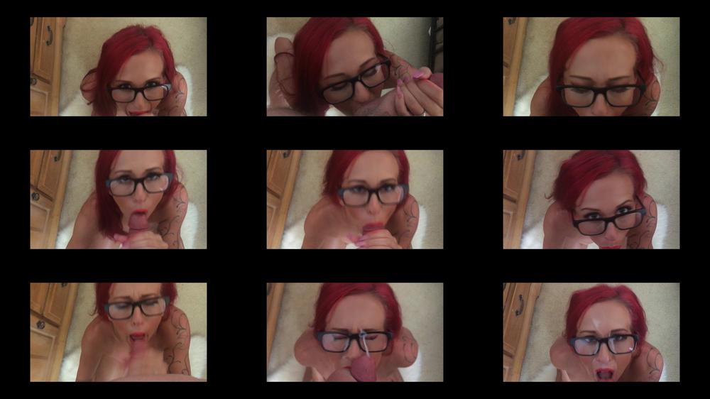 Glasses and Red Lips Blowjob Facial - July 26, 2018