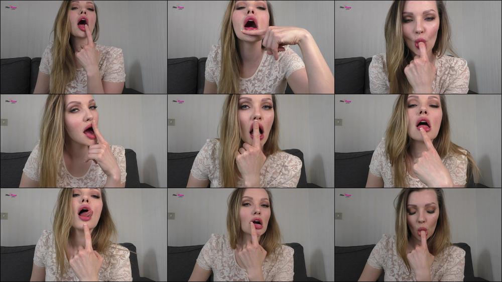 Sexy mouth play with licking finger wet