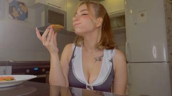 Sexy maid cooks toasts and eats it - Oct 8, 2021 (MaddieSunn)