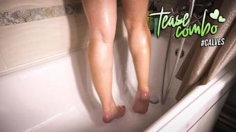 Teen Amateur Teasing Her Sexy Calves In The Shower (teasecombo)
