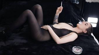 Smoking VS120s in Bodystocking (Dani Lynn)