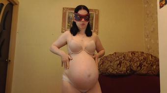 Hot Pregnant Girl Takes Off Her Dress (Anna_Sky)