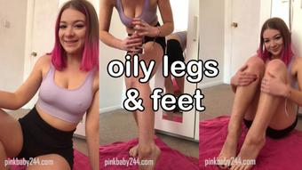 oiling my legs and feet (pinkbaby24)